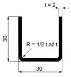 Jekl otevřený U 30 x 30 x 2 mm